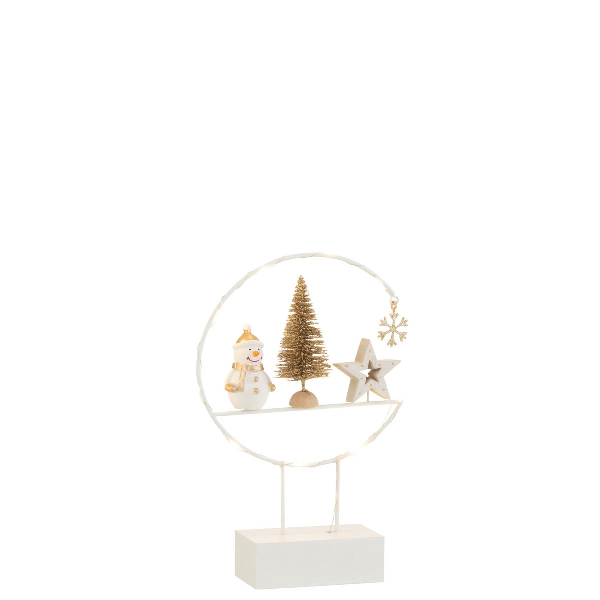 J-Line - Decoratief kerstfiguur 'Frostholm' (LED, Wit/Goud)