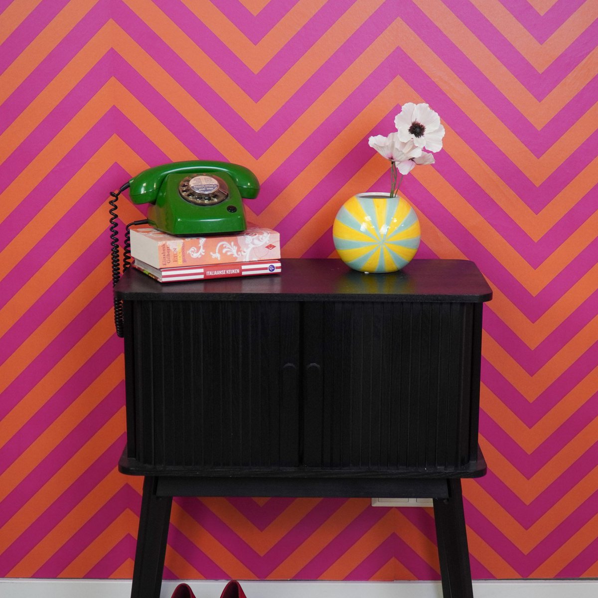 Housevitamin - Vaas - Bloemvaas Swirl - Geel/Mint - 15x15x15cm