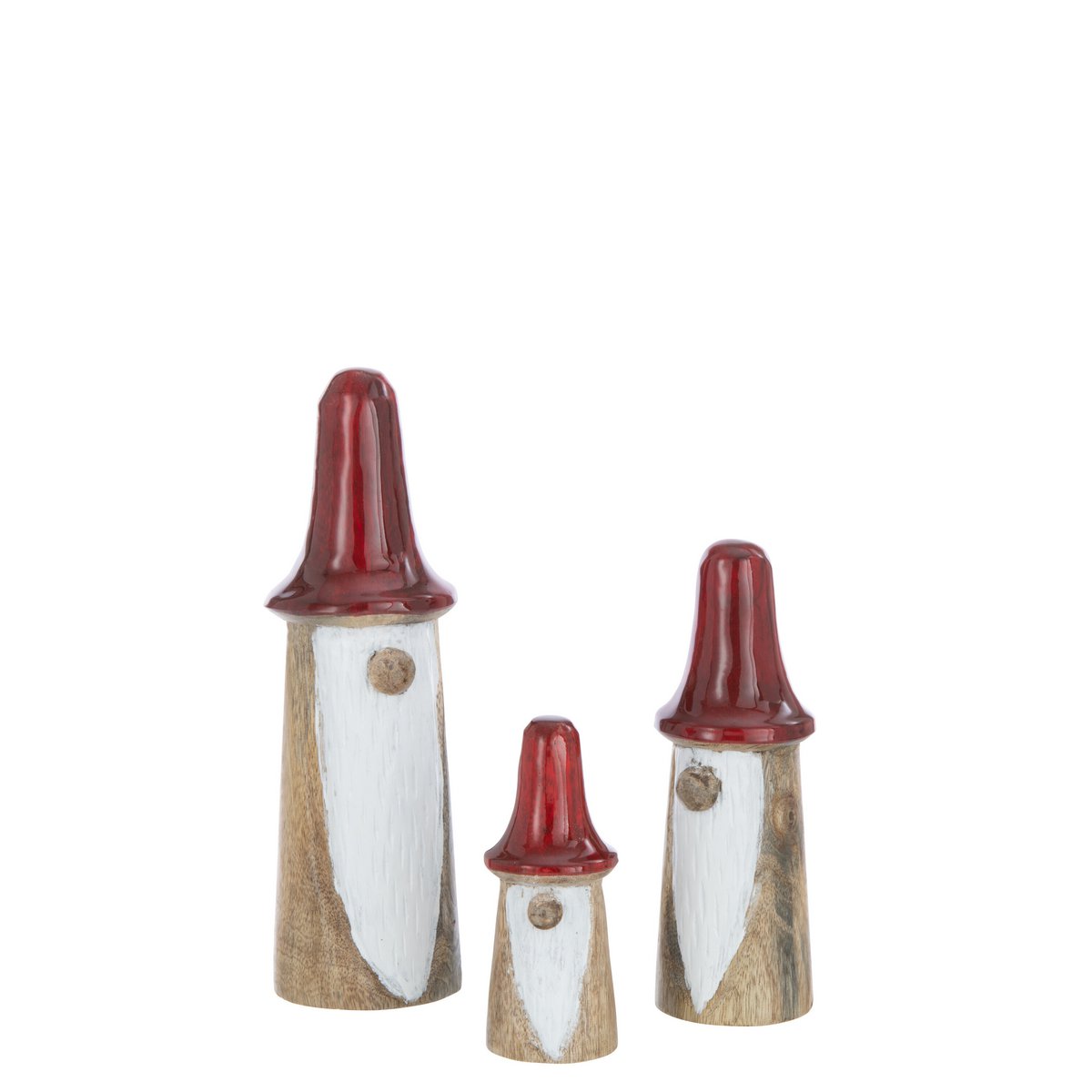 J-Line - Kabouters Paddenstoelen - Hout - Naturel/Rood