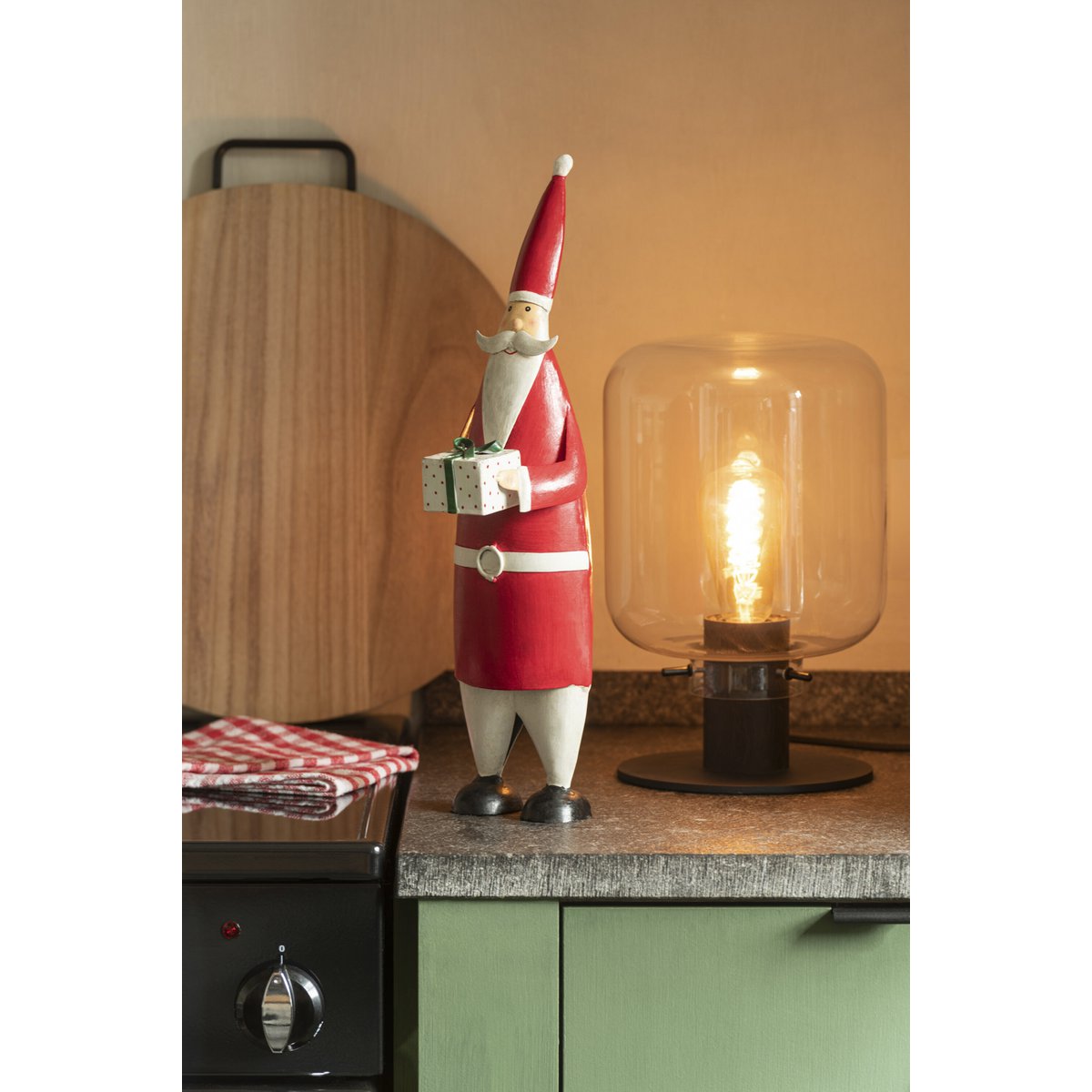 J-Line - Kerstfiguur 'Kerstman' (Wit/Rood, Maat L)