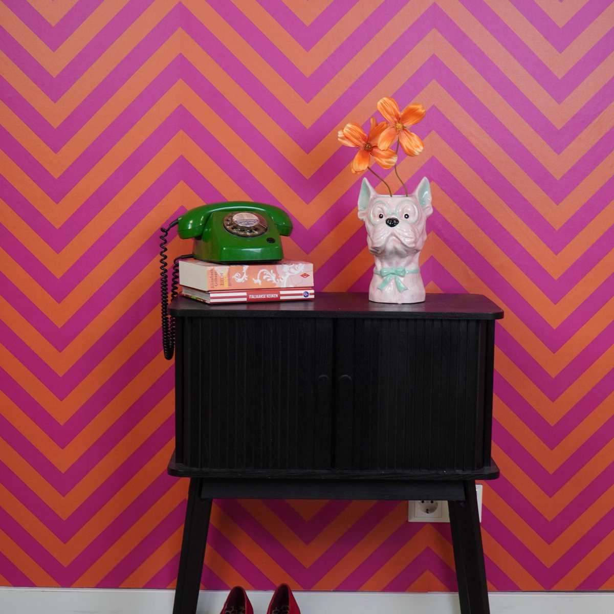 Housevitamin - Vaas - bloemenvaas - hond - roze/mint - 13,5x14,5x23cm