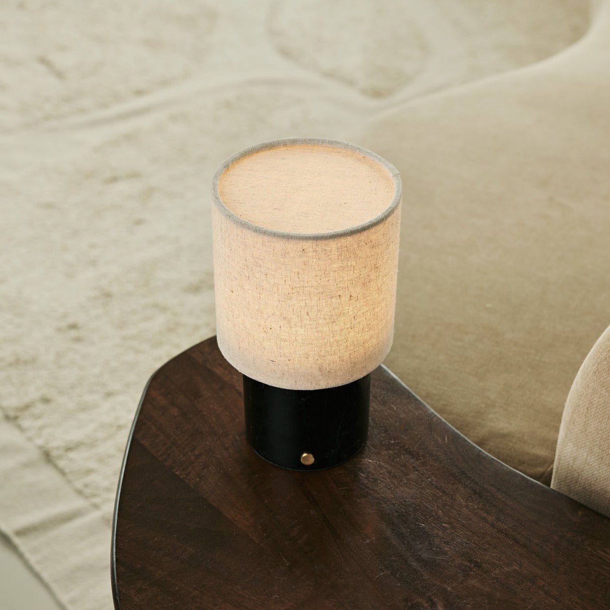 Tavellio-Amsterdam - Onoda Black / Nero Marquina - Marmeren oplaadbare tafellamp - met linnen verwisselbare lampenkap en oplaadbaar ontwerp