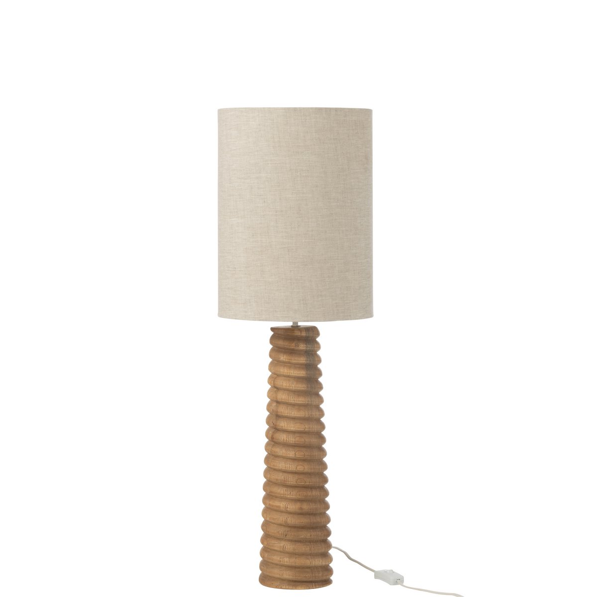 J-Line - Tafellamp Schroefdraad Hout Naturel Grijs