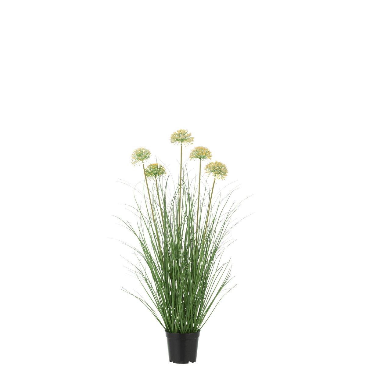 J-Line - Gras Met Bloem In Pot Pvc Groen