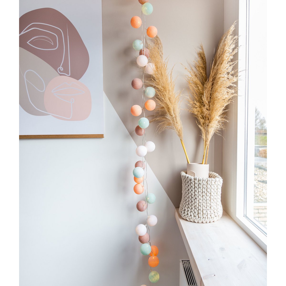 Cotton Ball Lights - Indoor regular Lichtslinger - Macaron - 20 cotton balls