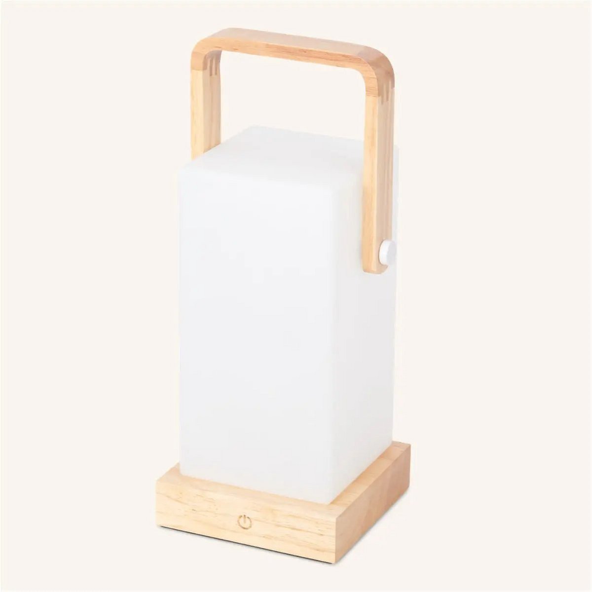 Tavellio-Amsterdam - Harper lichtbruine houten lamp – draadloze oplaadbare tafellamp met handvat