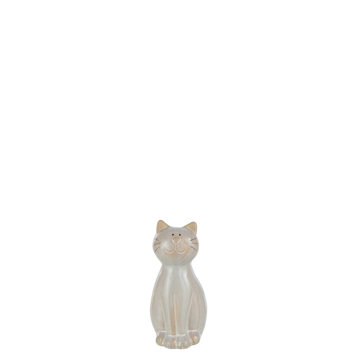 J-Line - Decoratie Kat Zittend - Porselein - Beige - Small