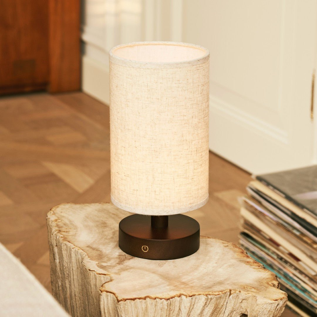 Tavellio-Amsterdam - Ben donkerbruine houten tafellamp - Oplaadbaar en dimbaar