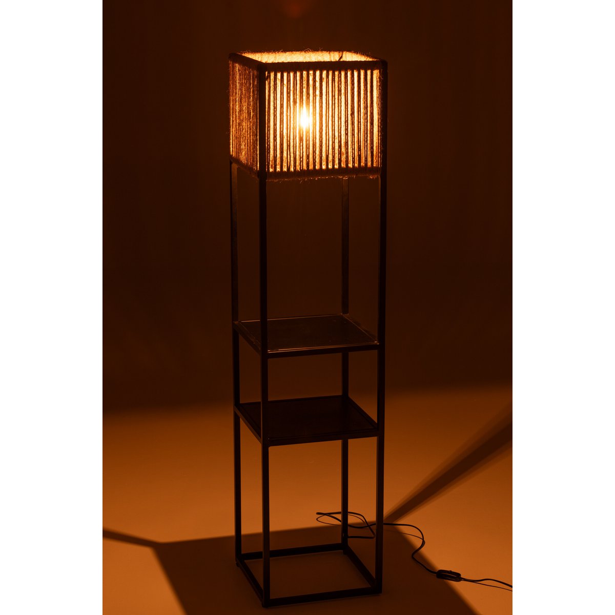 J-Line - Lamp Vierkant Ijzer/Jute Naturel/Zwart