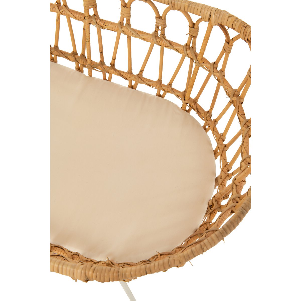 J-Line - kinderbed + matras - rotan/metaal - naturel/wit