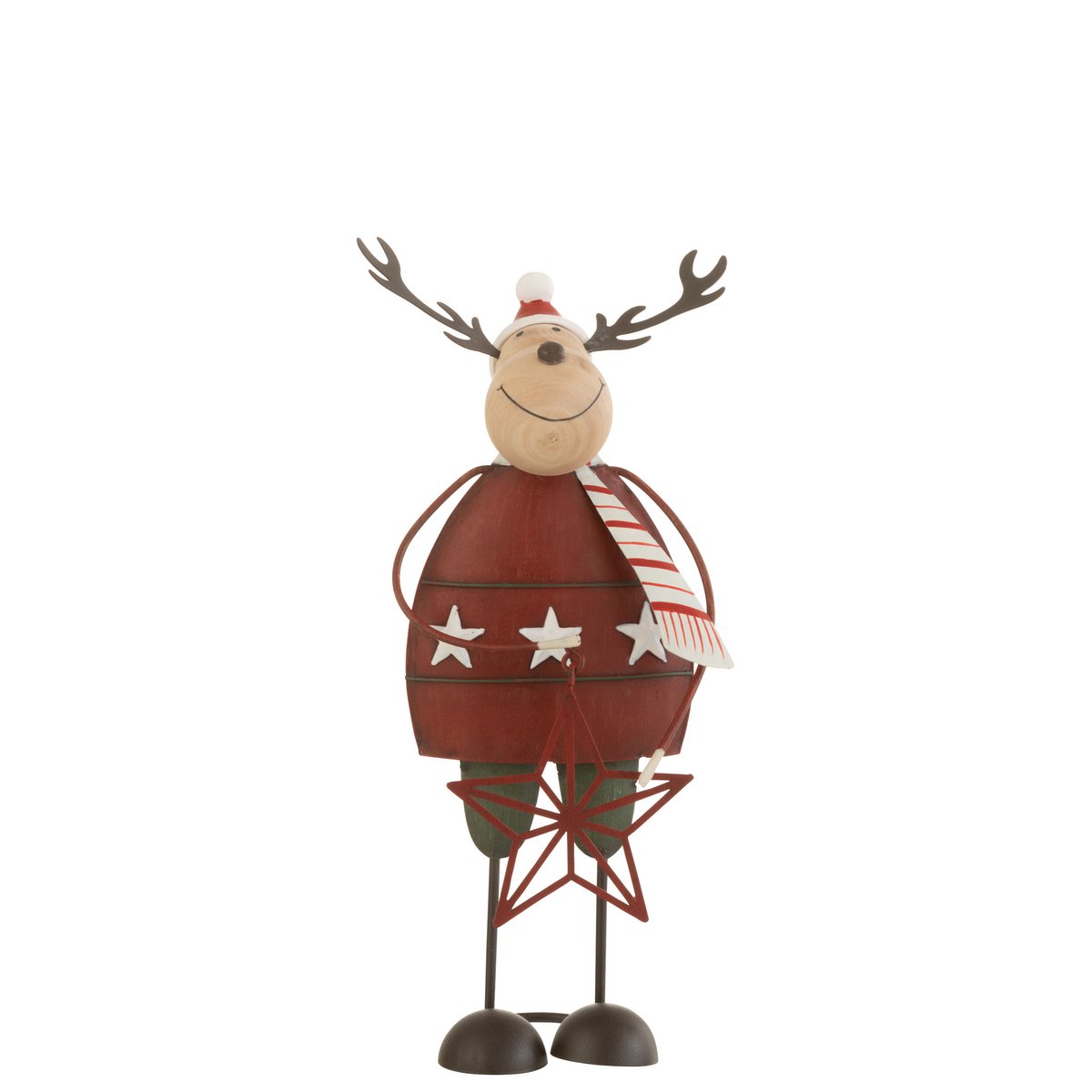 J-Line - Decoratief kerstfiguur 'Rendier' (Maat L, Rood)