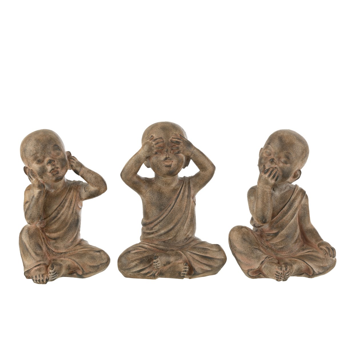 J-Line - Set Of 3 Monnik - Polyresin - Bruin - Large