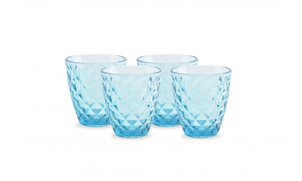 Salt&Pepper - Glazen 'Prisma' (22cl, Set van 4, Blauw)