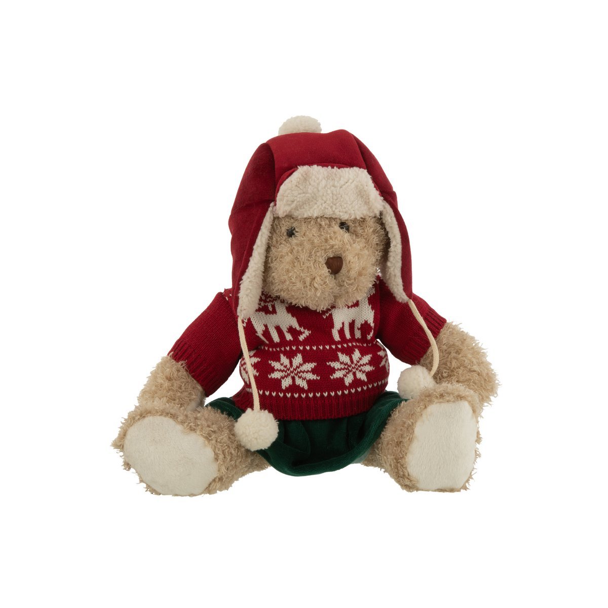 J-Line - Decoratief kerstfiguur 'Beer Meisje' (Beige/Rood)