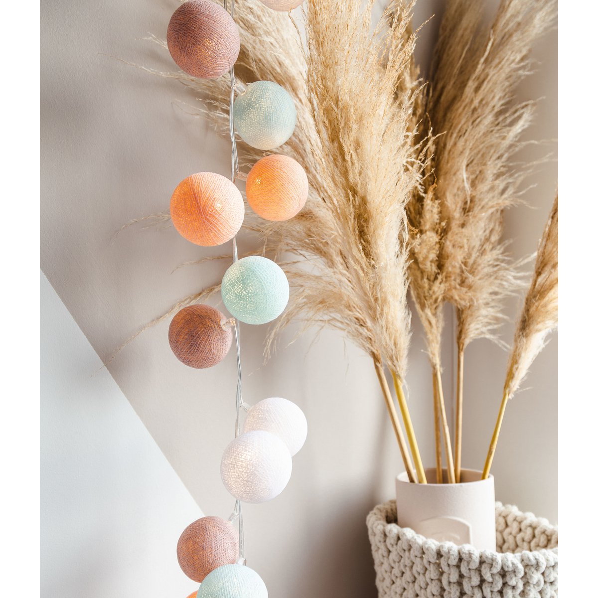 Cotton Ball Lights - Indoor regular Lichtslinger - Macaron - 20 cotton balls