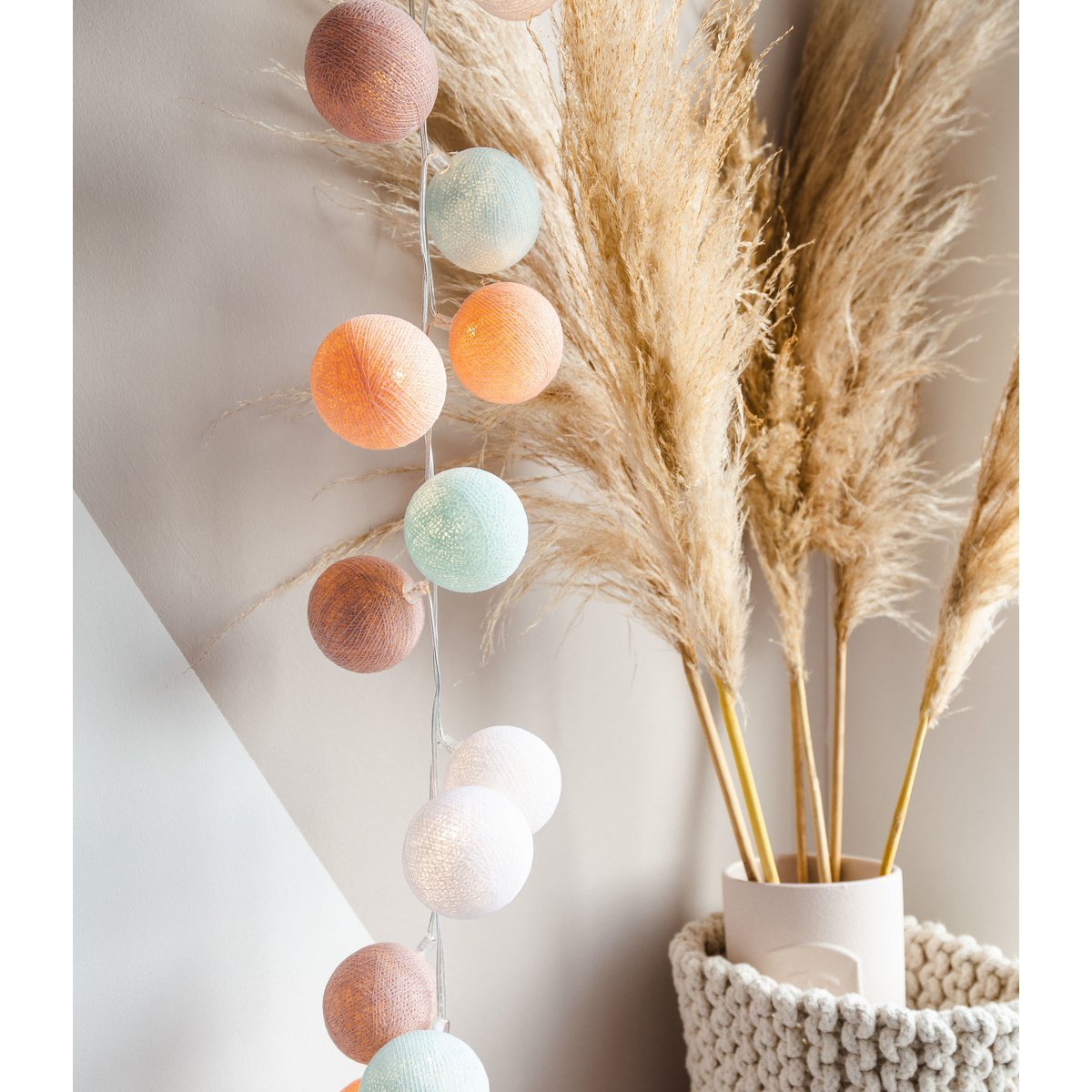 Cotton Ball Lights - Indoor regular Lichtslinger - Macaron - 35 cotton balls