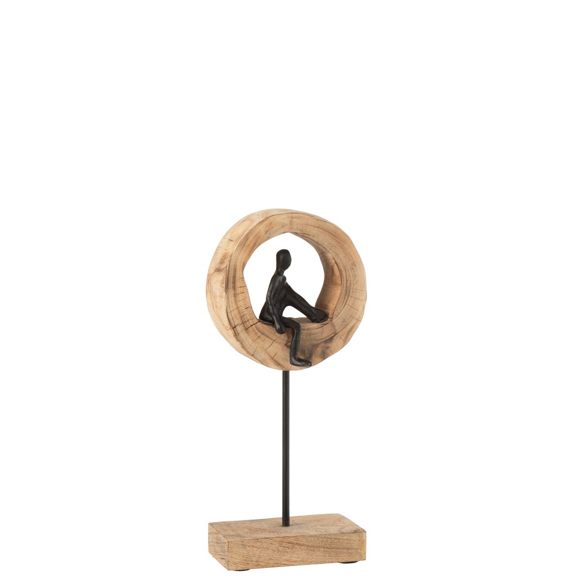 J-Line - Decoratie Figuur Denk - Hout/Aluminium - Zwart