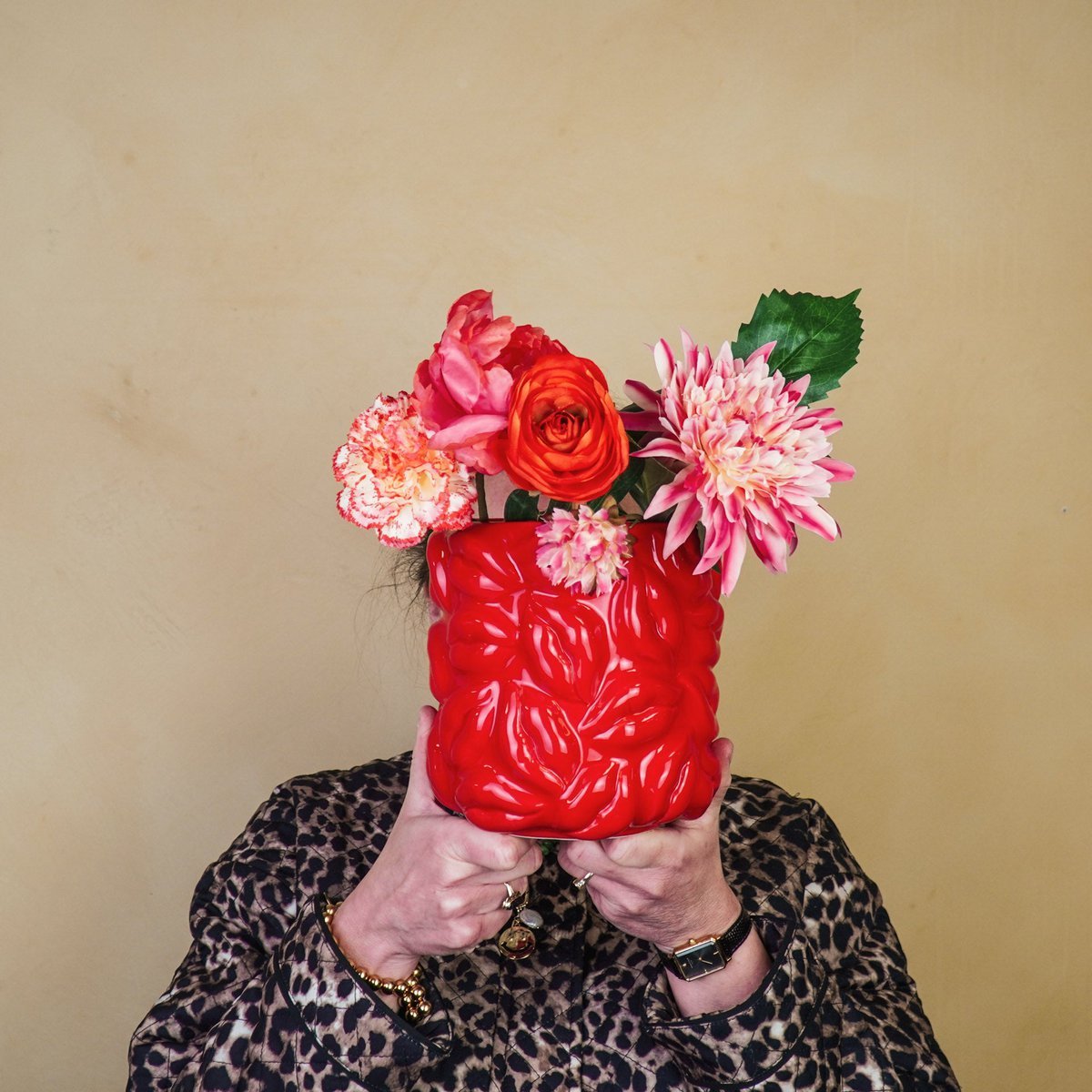 Housevitamin - Pot - Kisses - Keramiek - Rood - 17,5x17,5x17,5cm