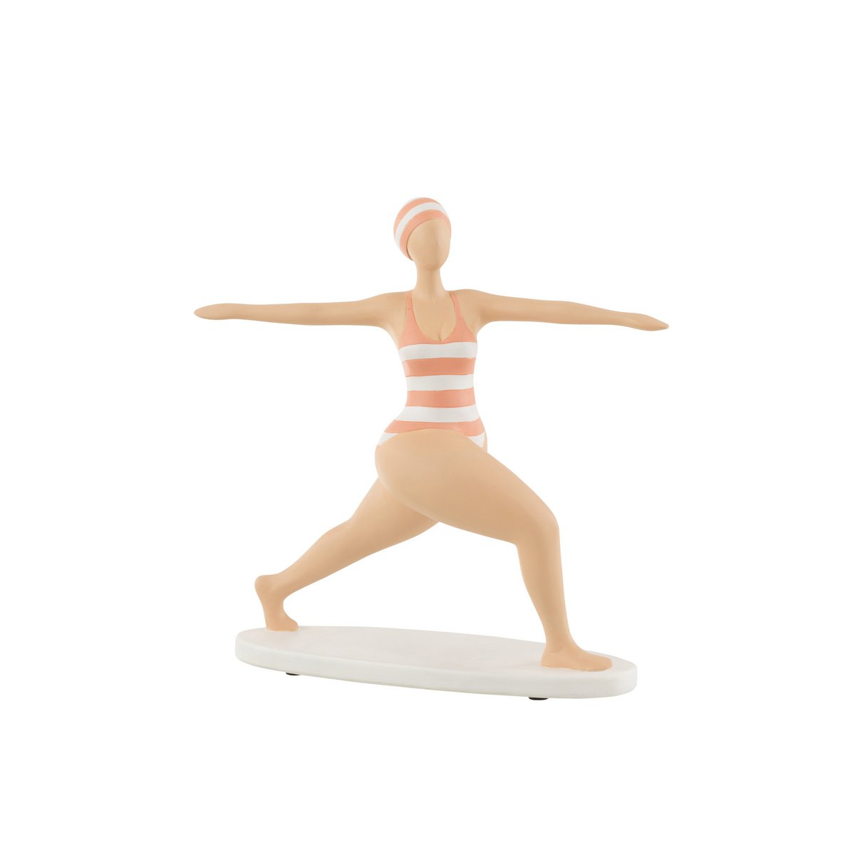 J-Line - Decoratie Vrouw Yoga Stretch - Polyresin - Oranje