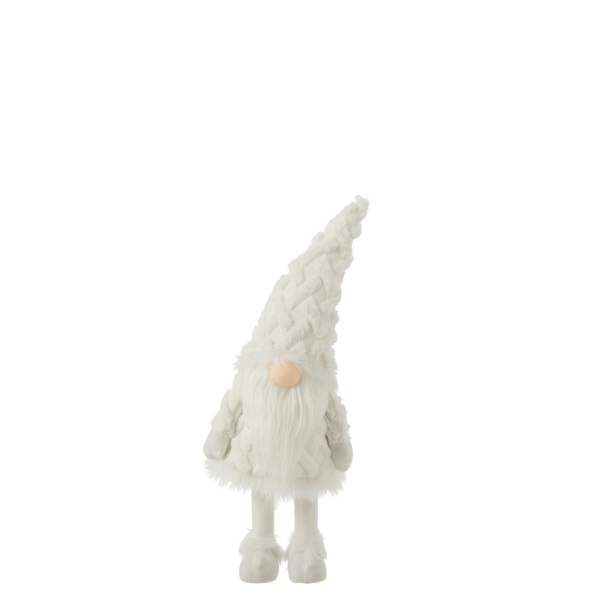 J-Line - Decoratief kerstfiguur 'Kabouter met witte baard' (Wit, Maat M)