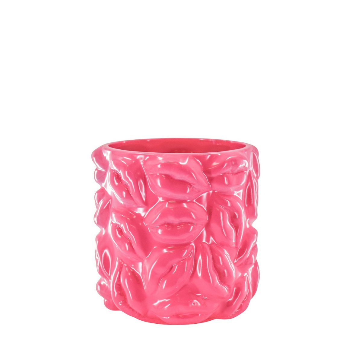 Housevitamin - Pot - Kisses - Keramiek - Neon Roze - 17,5x17,5x17,5cm