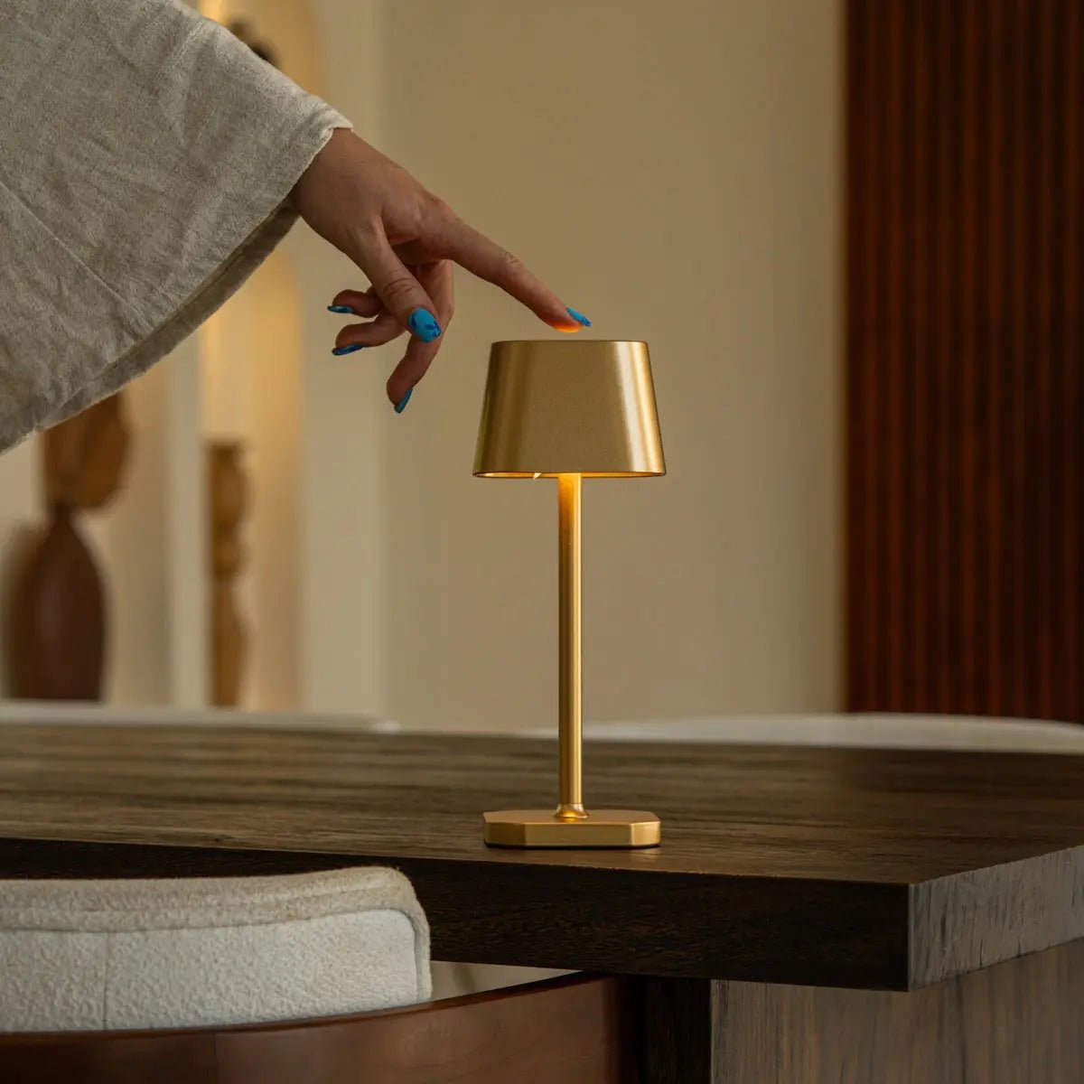 Tavellio-Amsterdam - Ava Goud - Oplaadbare tafellamp | Stijlvol, draadloos en dimbaar