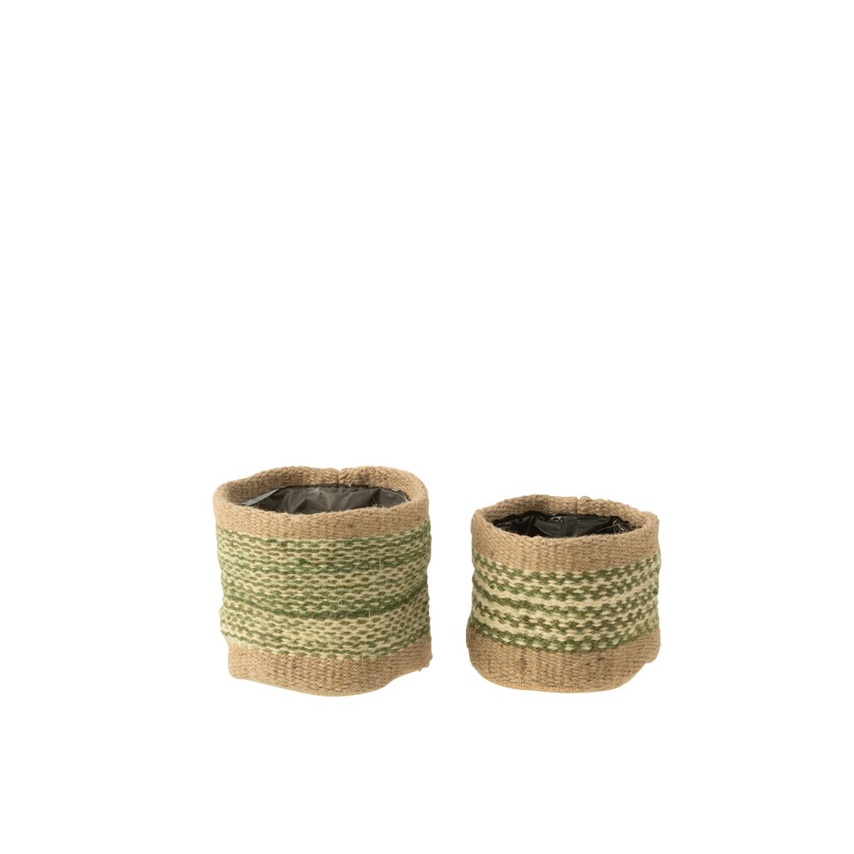 J-Line - Mand Rond + Band - Jute - Naturel/Groen - Xs/S