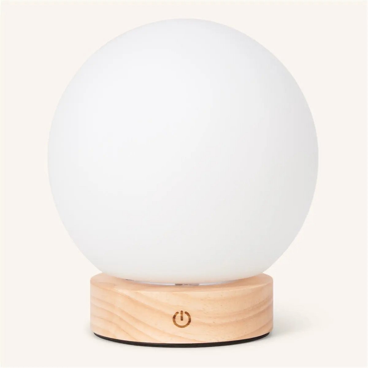 Tavellio-Amsterdam - Flore lichtbruine houten lamp met glazen lamp - oplaadbaar en dimbaar draadloos licht