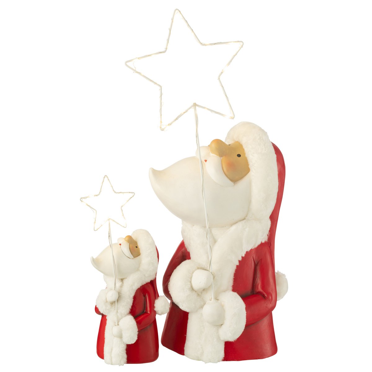 J-Line - Decoratief kerstfiguur 'Kerstman' (Maat L, LED, Wit/Rood)