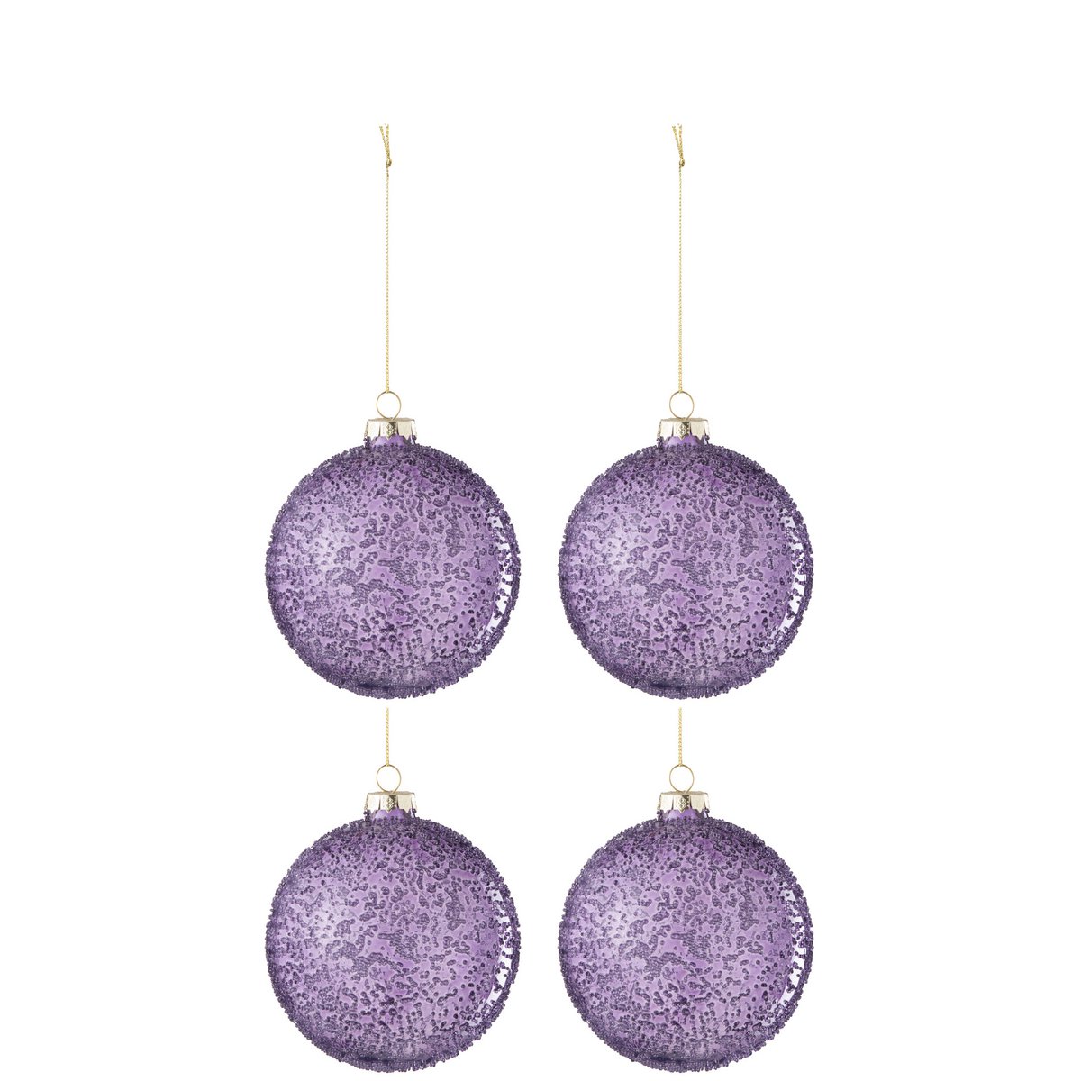 J-Line - Doos met kerstballen 'Parels' (Maat S, Set van 4, Mauve)