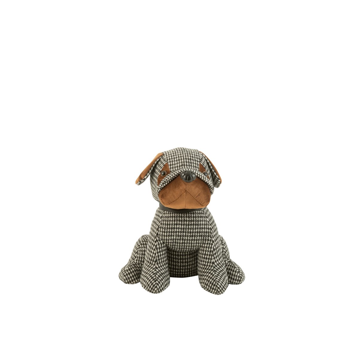 J-Line Deurstop Hond Geruit Polyester Zwart/Bruin Small