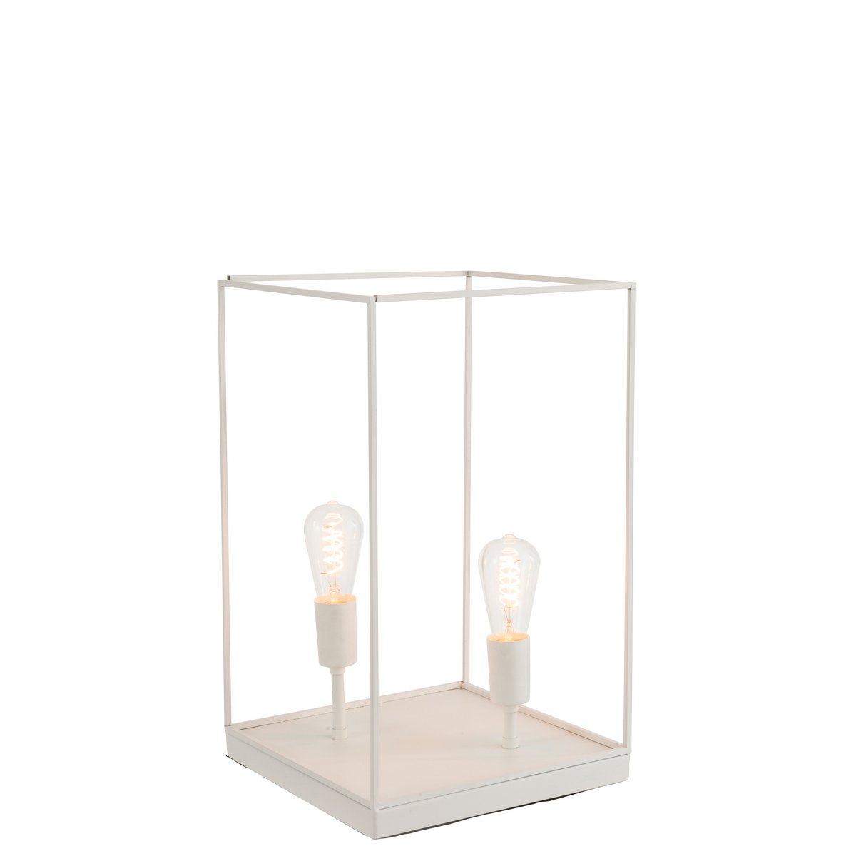 J-Line - 2 Lampen Rechthoekige Frame Tafellamp - Metaal - Wit - L