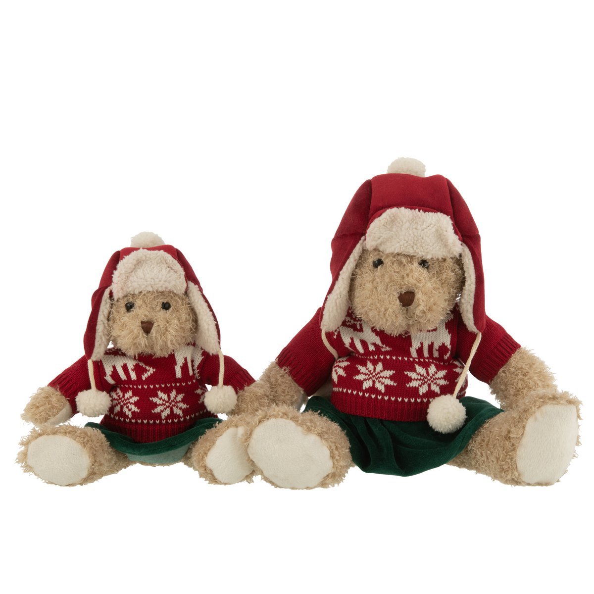 J-Line - Decoratief kerstfiguur 'Beer Meisje' (Beige/Rood)