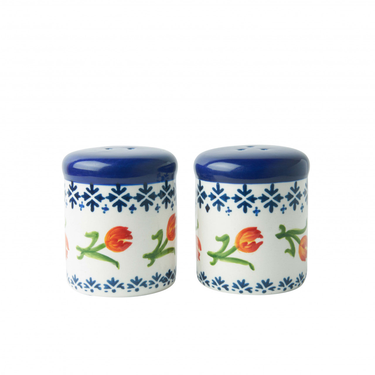 Heinen Delfts Blauw - Zout & peper set 'Oranje Tulp'