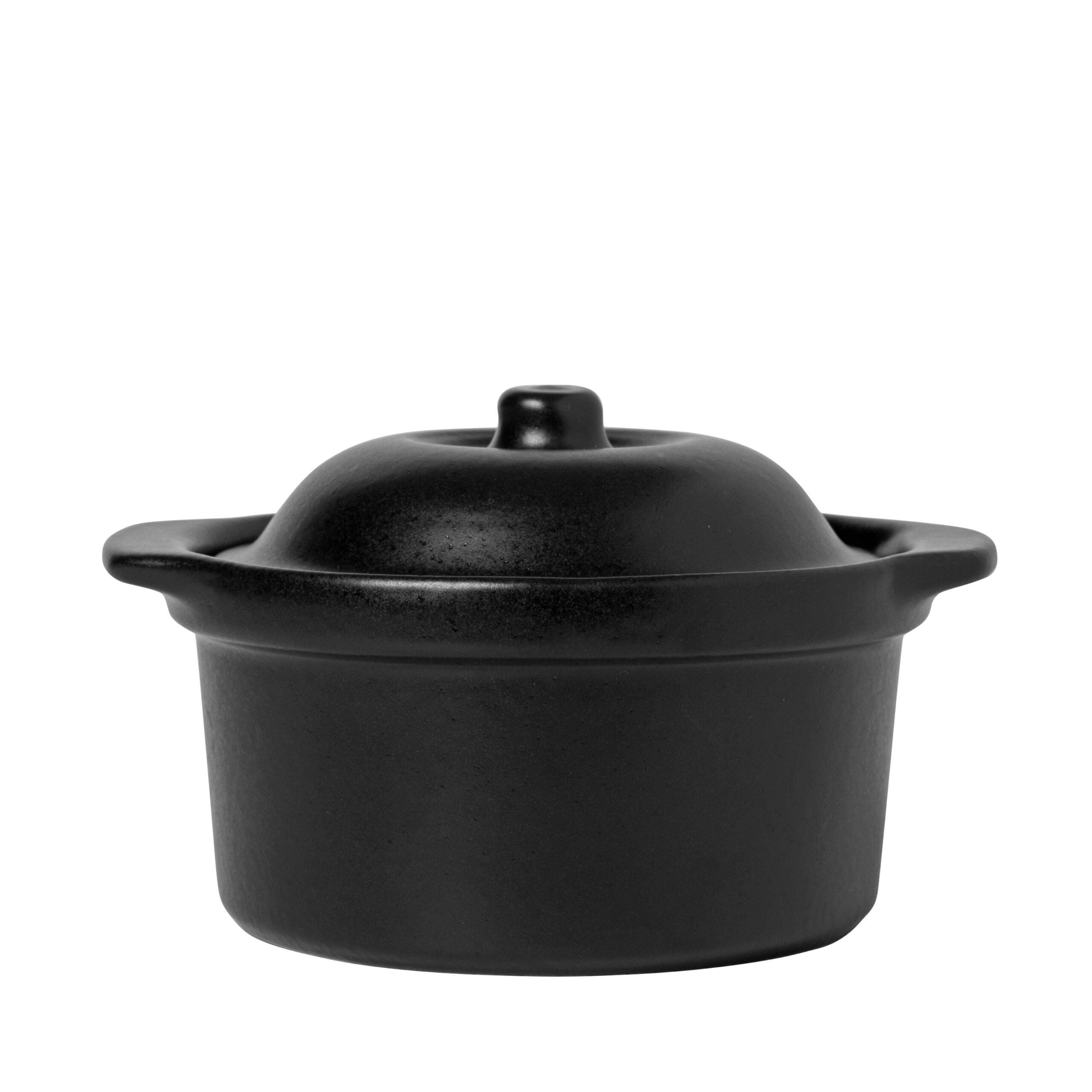 Broste Copenhagen - Ronde ovenschaal met deksel 'Vig' (Zwart, Ø20.5cm)