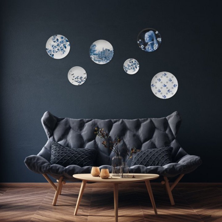 Heinen Delfts Blauw - Wandbord Vogels