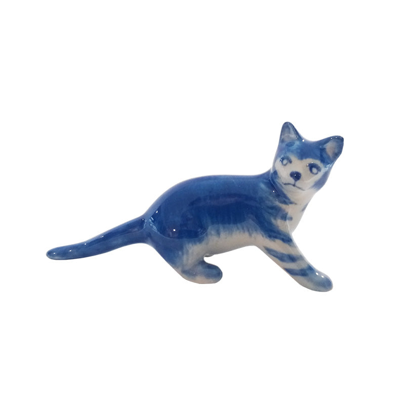 Heinen Delfts Blauw - Decoratief minifiguur 'Poes'