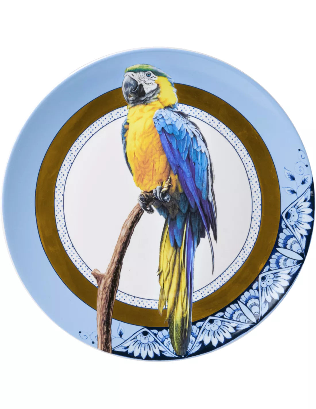 Heinen Delfts Blauw - Wandbord Mandala Papegaai