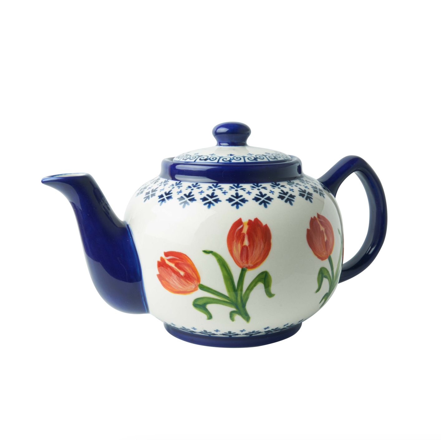 Heinen Delfts Blauw - Theepot 'Oranje Tulp' - 1L