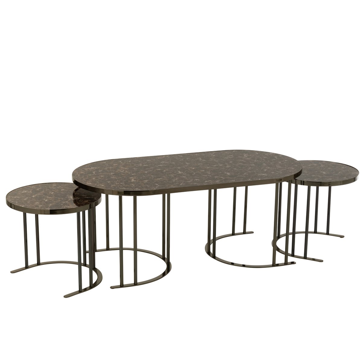 J-Line - Salontafel 'Lola' (Set van 3, Zilver)