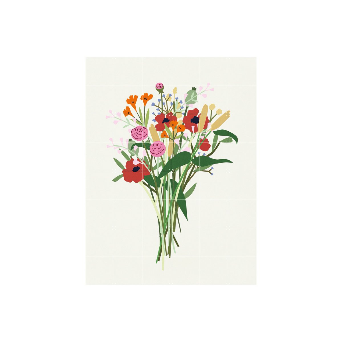 IXXI - Wilde bloemen Wall art - Poster - Wanddecoratie - S - red, green, purple