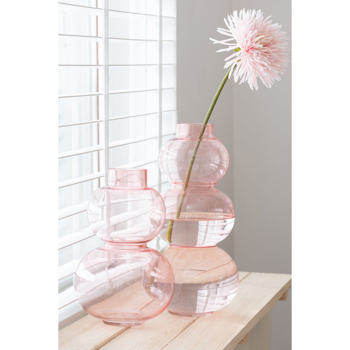 J-Line - Vaas Bol - Glas - Roze - Large - 36.00cm Hoog