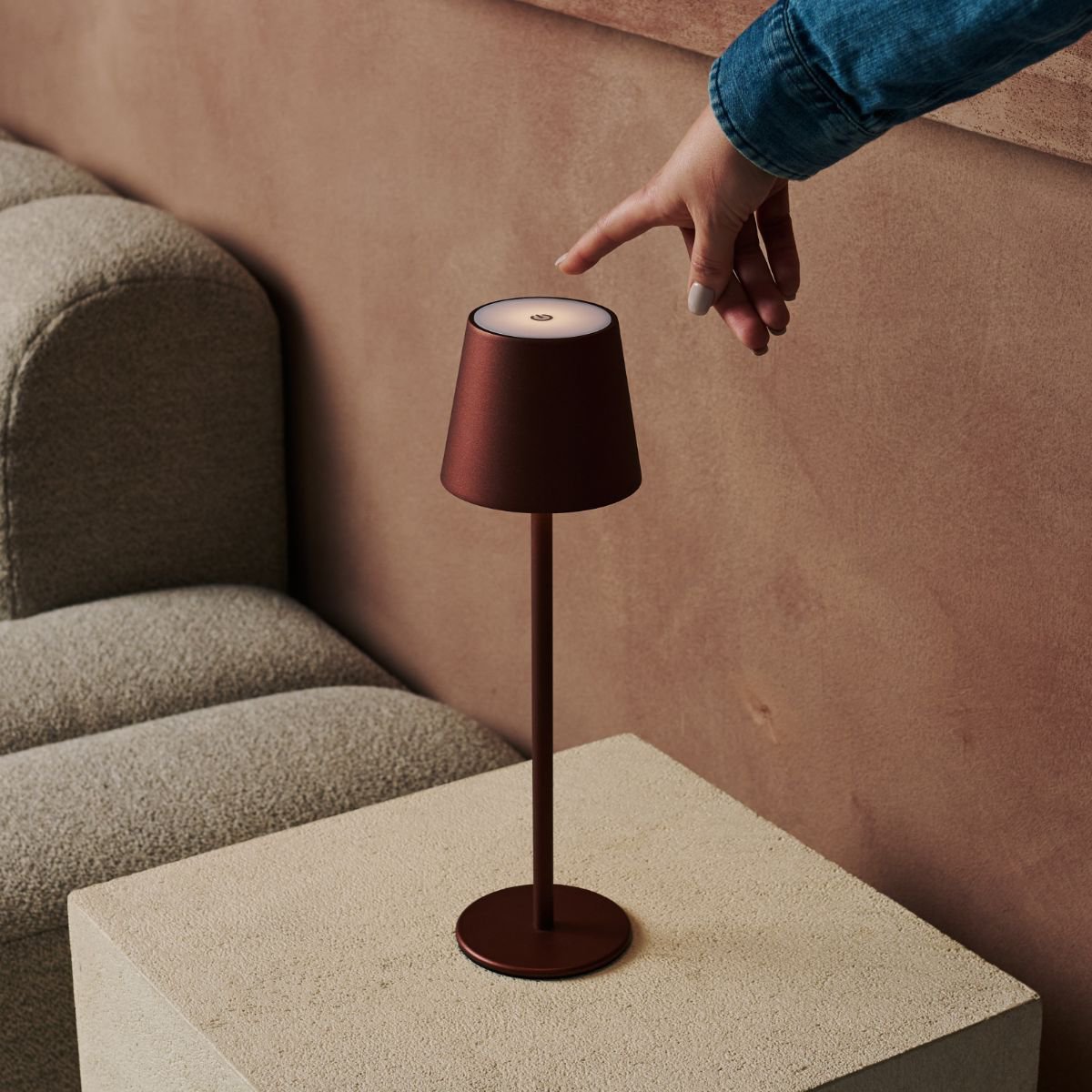 Tavellio-Amsterdam - Jasper Bronze - Draadloze lamp met batterij L metaal, dimable & 3 lichtstadia