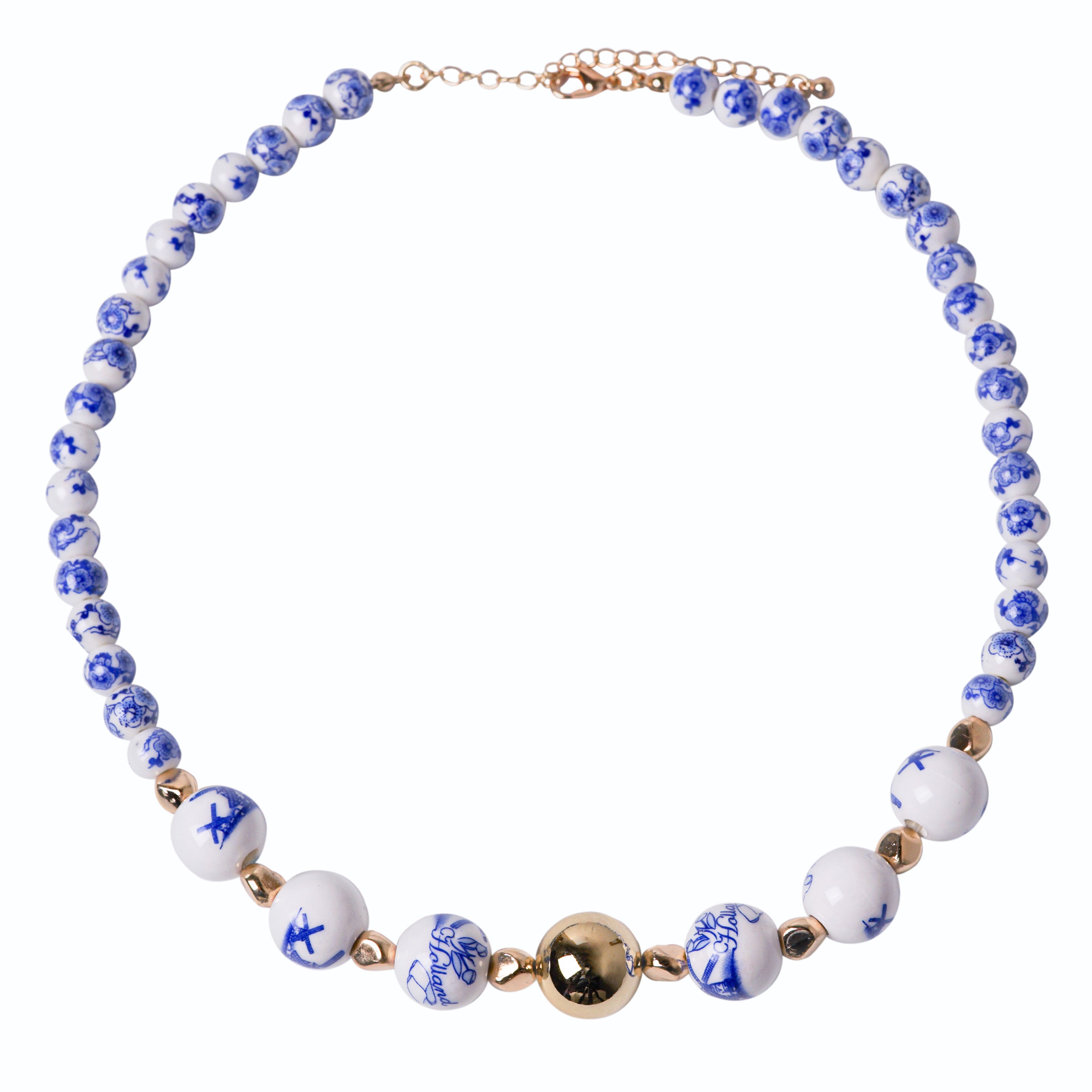 Heinen Delfts Blauw - Ketting 'Molens en Bloemen'