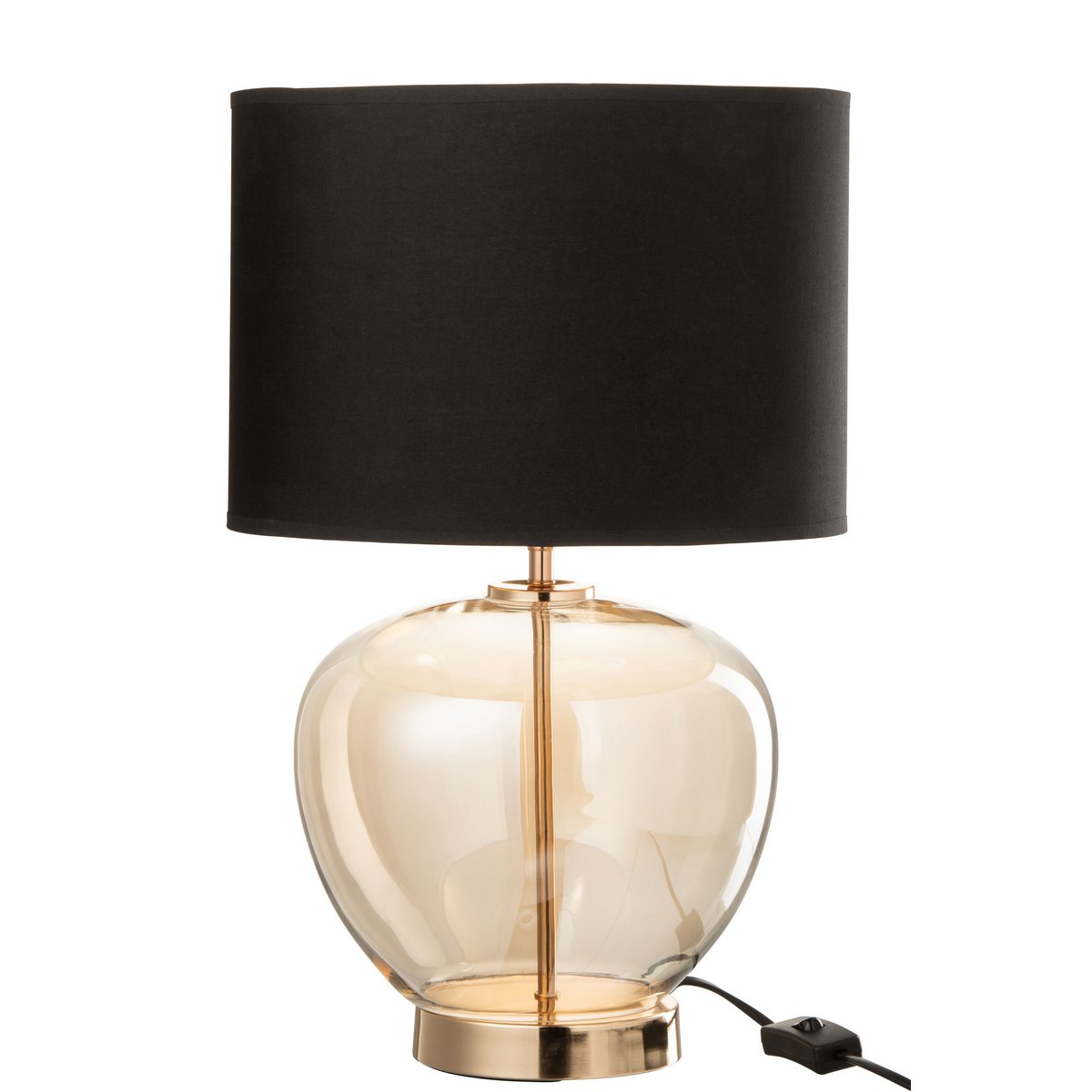 J-Line - Lamp Transparant Glas/Textiel Goud/Zwart