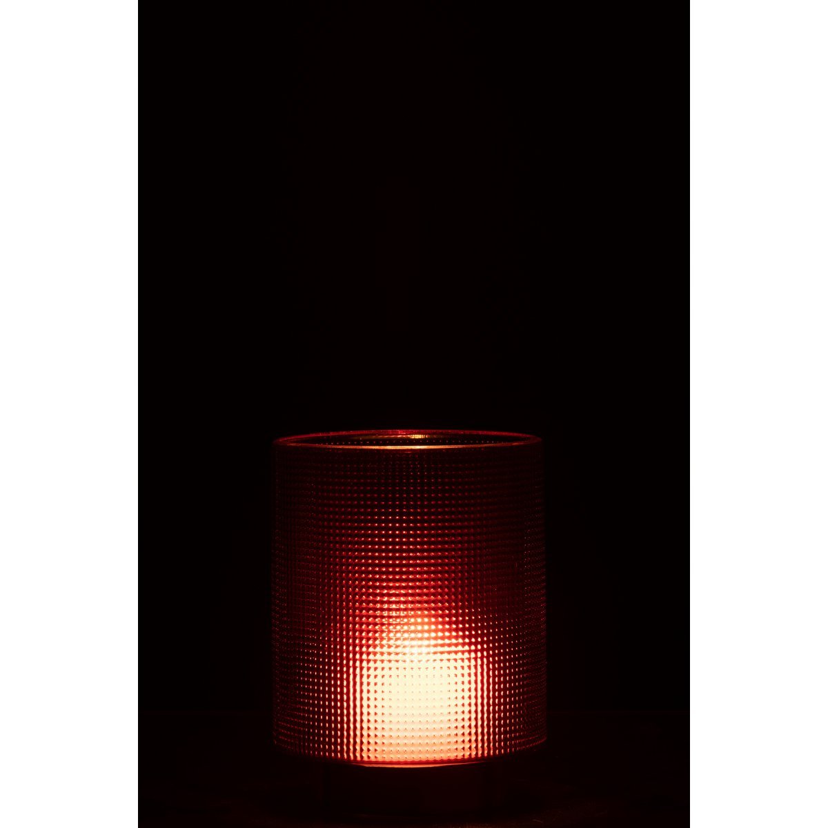 J-Line - Windlicht Geruit - Kaarsenhouder - Glas - Rood/Goud - Small