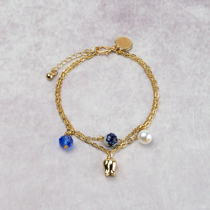 Heinen Delfts Blauw - Armband 'Bedel Tulp'