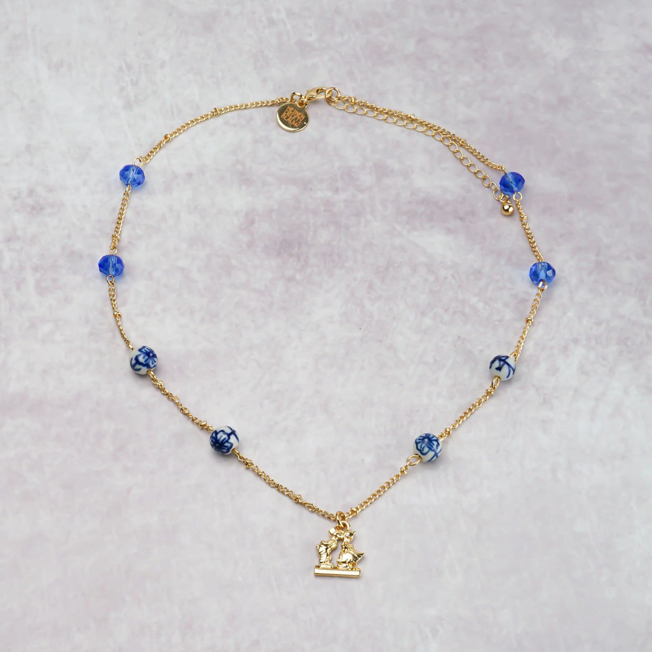 Heinen Delfts Blauw - Ketting 'Kuspaar'