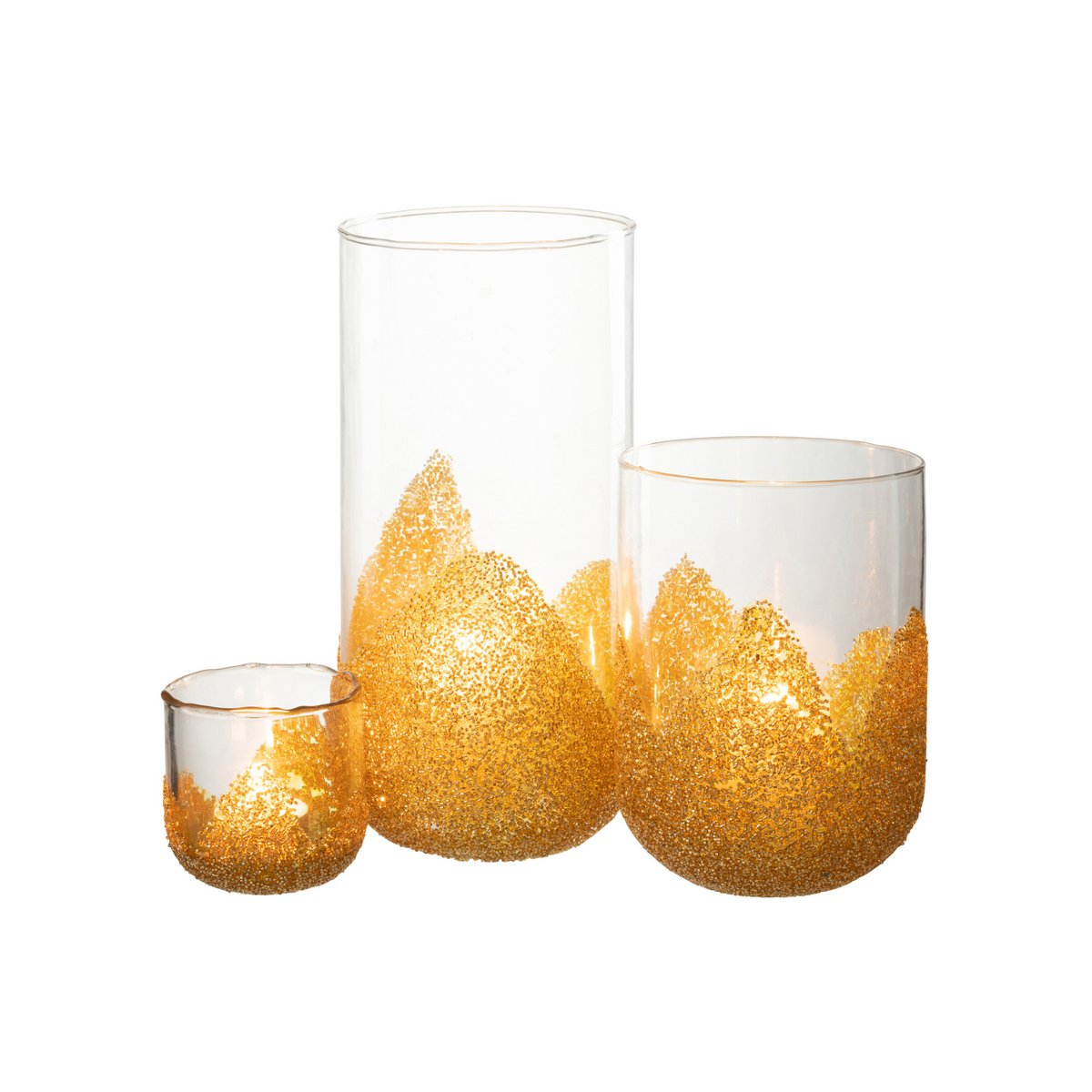 J-Line - Kaarsenhouder Strass - Glas - Transparant/Goud - Large