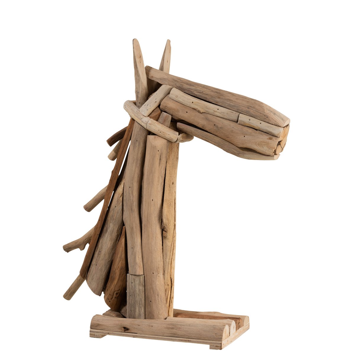 J-Line - Decoratief figuur 'Paardenkop' (Hout, Naturel)